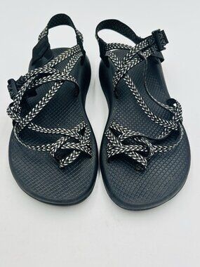 Chaco ZX2 Classic Toe Loop Hiking Sandals Womens Sz 9 Double Black White Straps